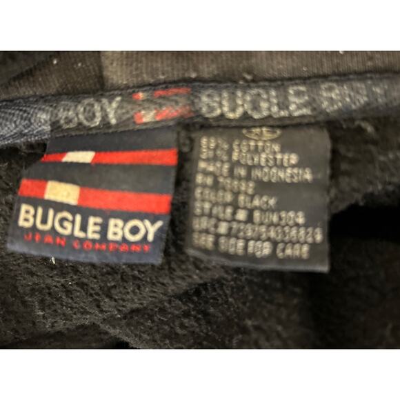 1990’s Original Vintage Y2K Bugle‎ Boy Black Hoodie With Logo Full Zip • XL - Picture 5 of 5